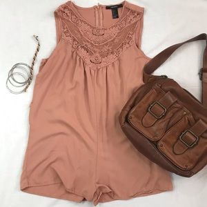 Dusty Rose Lace Front Romper